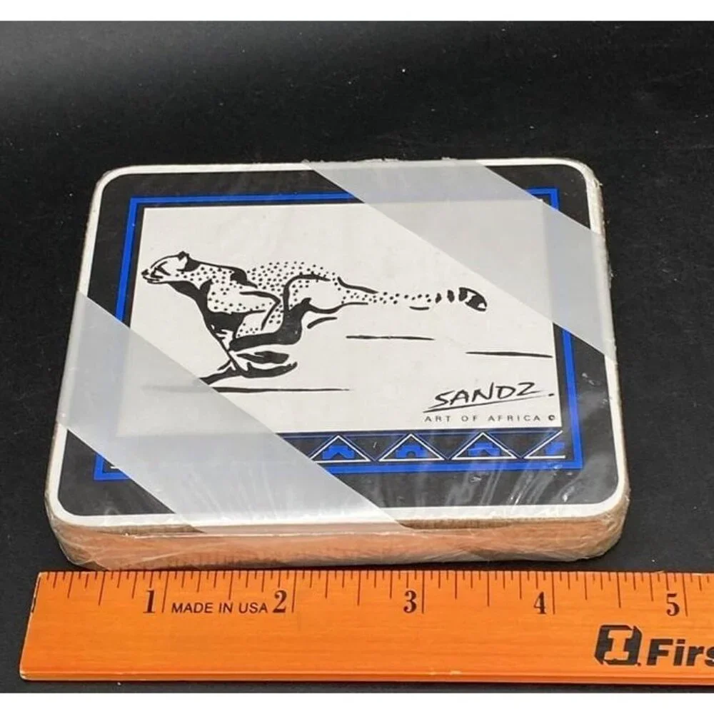 South African Coasters New Animals Africa 4” x 4.25” SET 8 Sandz Art Of Africa